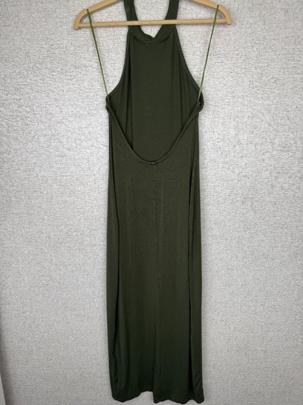 Silence + Noise Olive Green Mock Neck Halter Midi Dress Open Back Bodycon Small - Picture 3 of 7